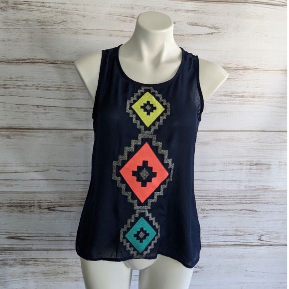 Blue Rain Sleeveless Embroidered Blouse sz small - Picture 1 of 4